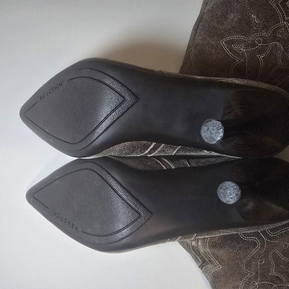 Kenneth Cole Reaction 6M Metallic Leather Western Cowboy Boots Pointed Toe - Picture 4 of 11